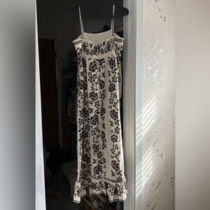 Rachel Zoe Black and Cream Floral Maxi Dress